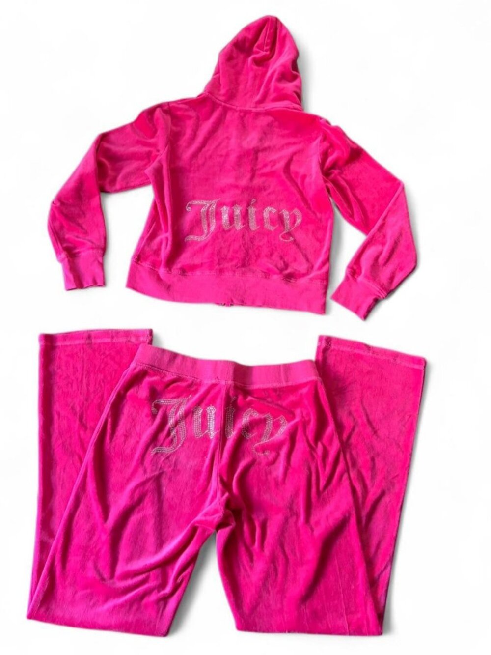 Juicy Couture pink tracksuit with rhinestone logo Size large Measurements pict